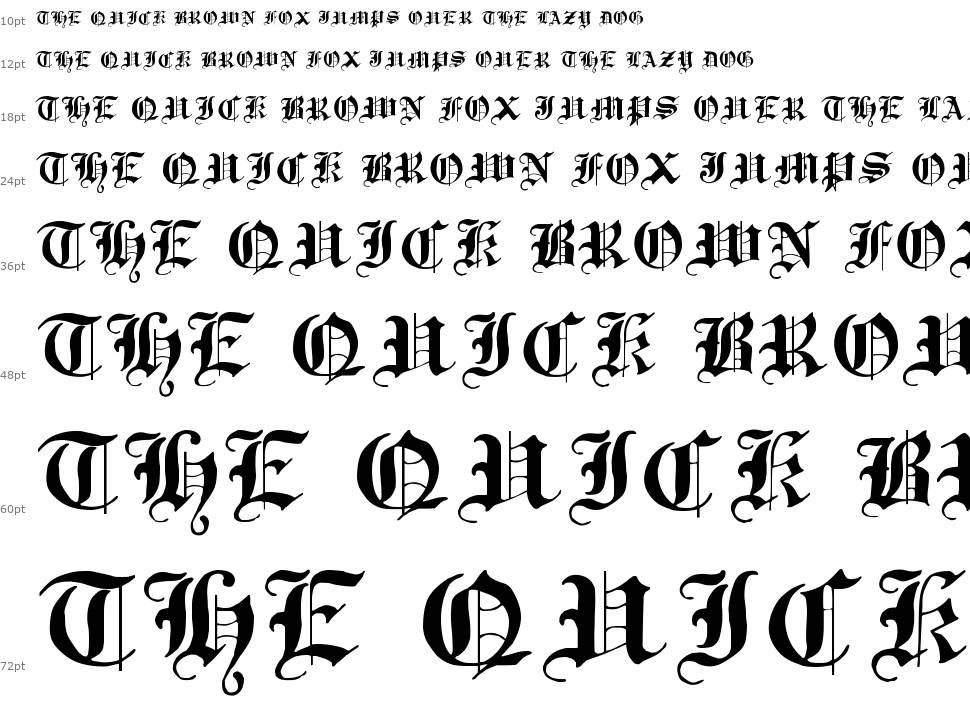 Traditional Gothic, 17th c. písmo Vodopád