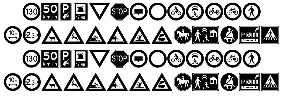 Traffic Signs TFB font specimens