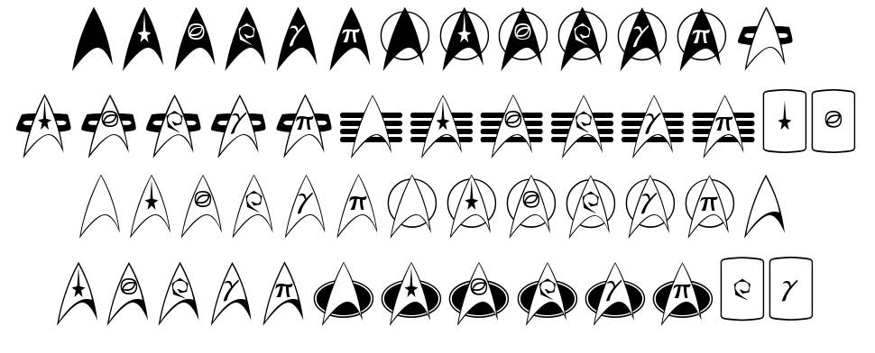 Trek Arrowheads шрифт Спецификация