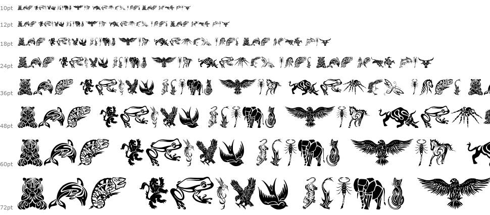 Tribal Animals Tattoo Designs шрифт Водопад