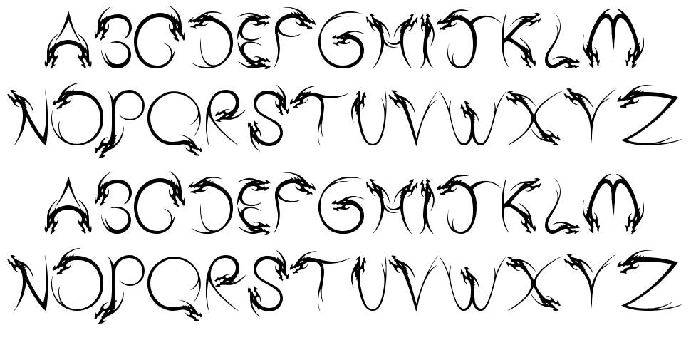 Tribal Dragon písmo Exempláře