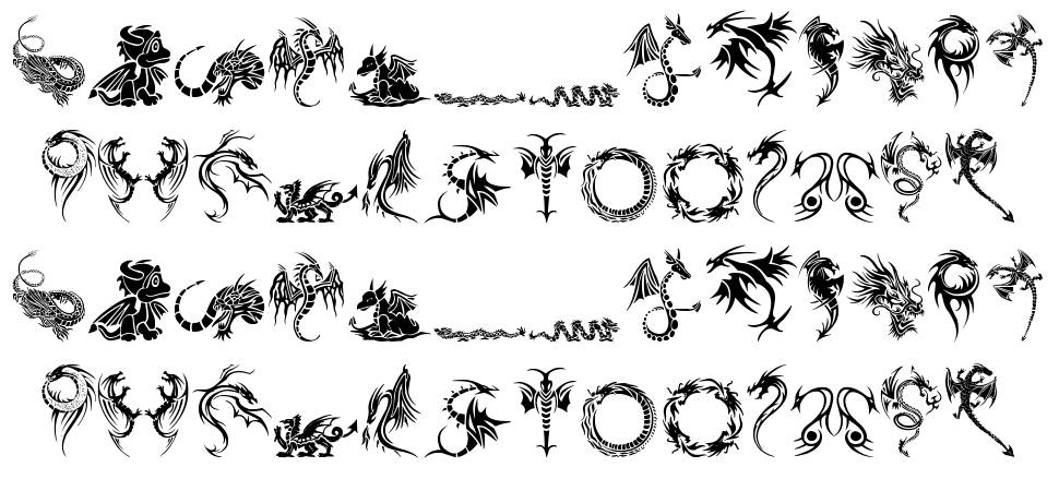 Tribal Dragons Tattoo Designs písmo