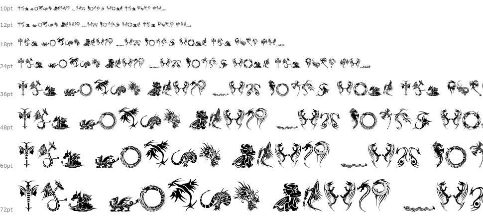 Tribal Dragons Tattoo Designs フォント Waterfall
