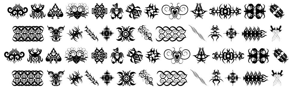Tribal Tattoo Addict font Örnekler