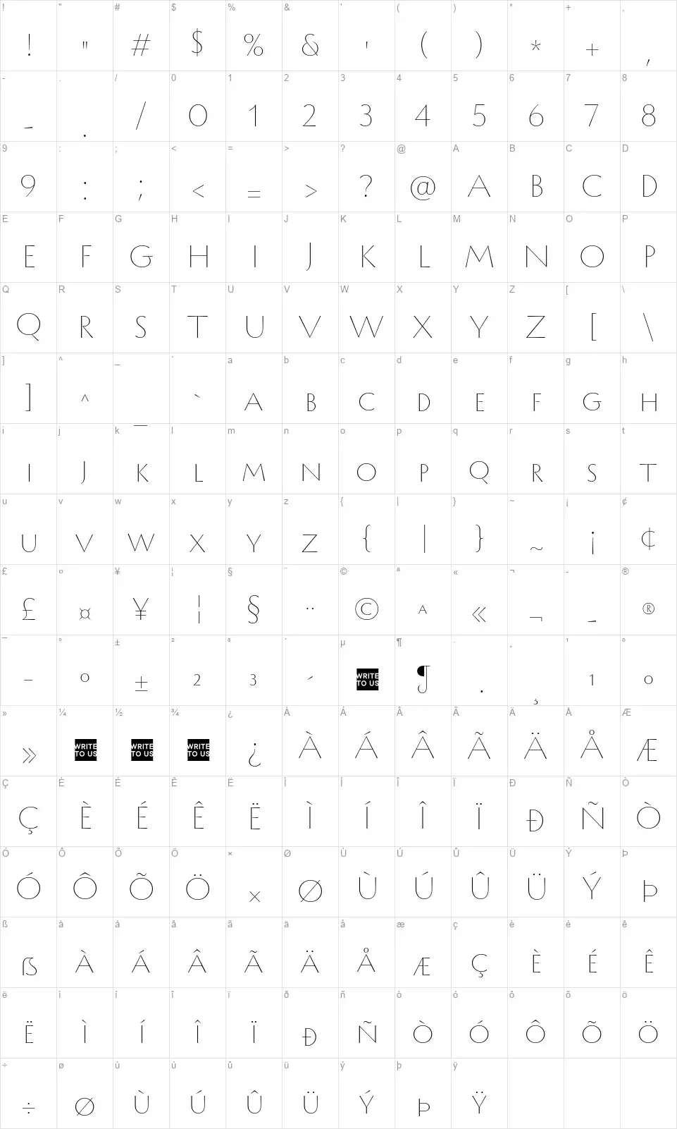 TT Ricordi Allegriafont character map