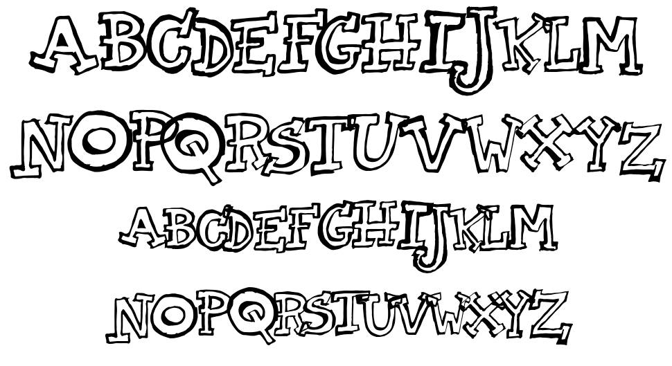 Two AM font specimens