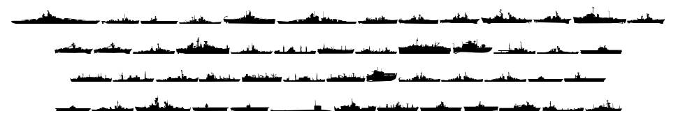 US Navy písmo Exempláře
