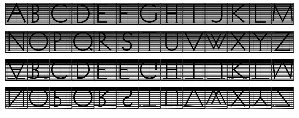 Venetian Blind font specimens