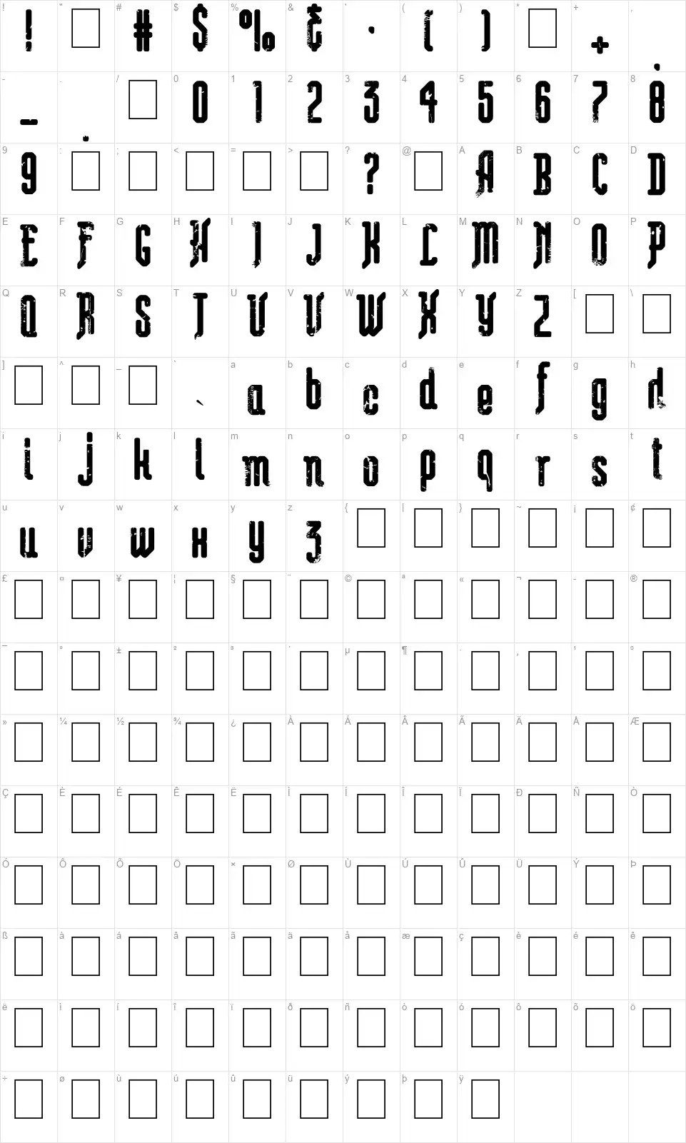 Victorian Art Magic Remainsfont character map