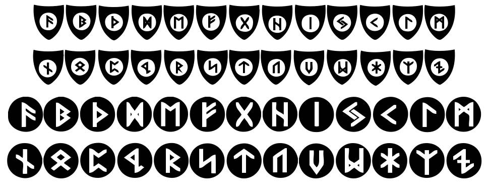 Viking Runes Shields font specimens