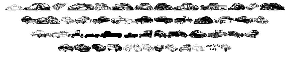 Vintage Auto Cars TFB font specimens