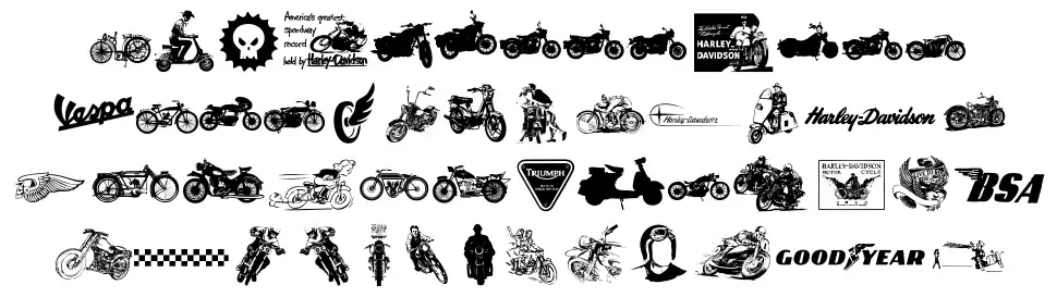 Vintage Motorcycle Club font specimens