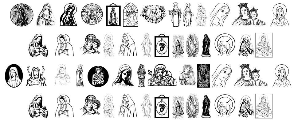 Virgin Mary font specimens