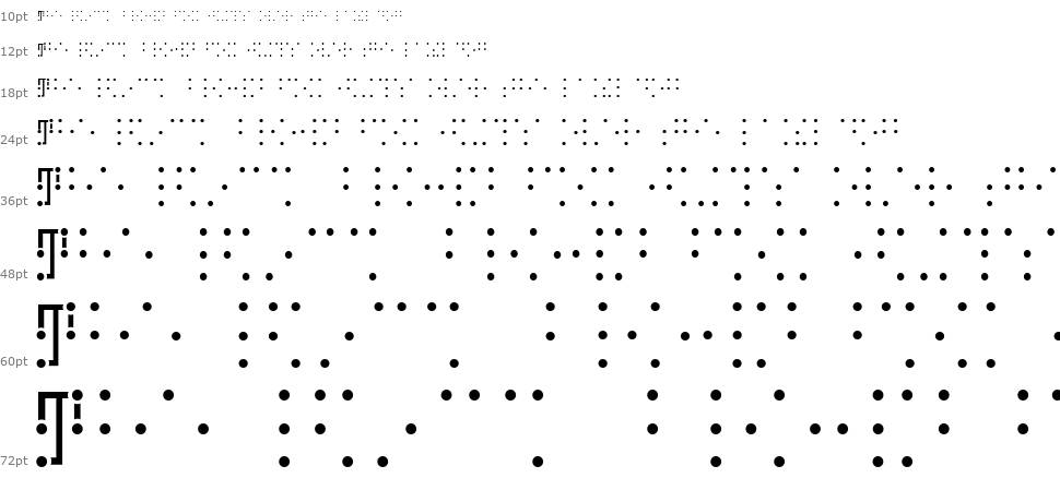 Visual Braille czcionka Wodospad