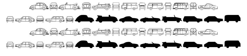 Volkswagen písmo Exempláře