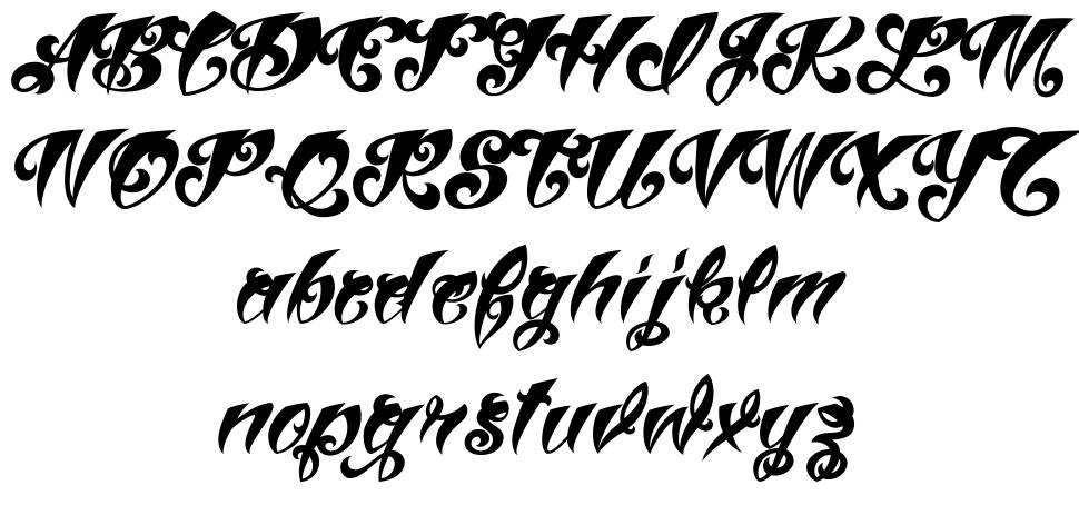 VTC Tattoo Script Three fuente Especímenes