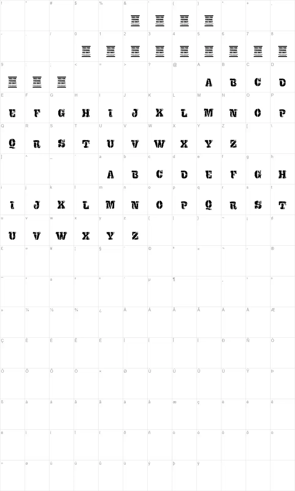 VTKS Examefont character map