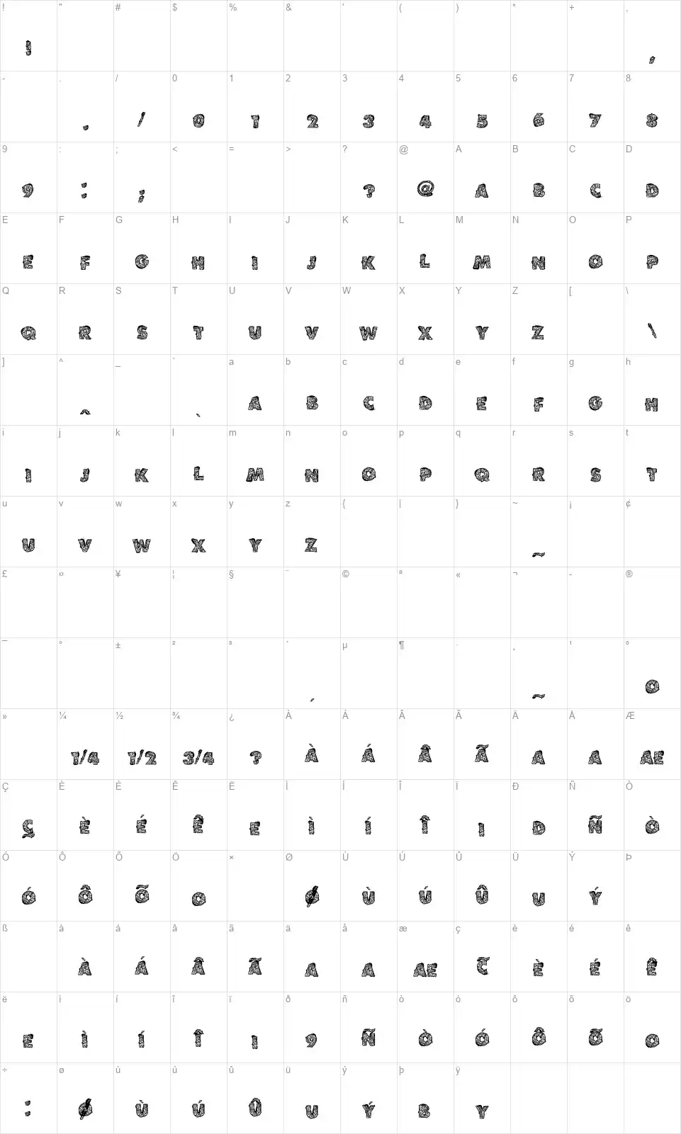 VTKS Love and Peacefont character map