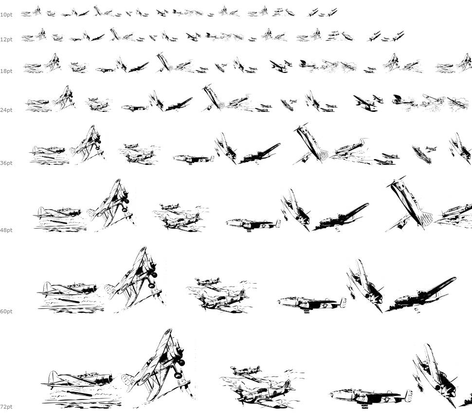 War II Wairplanes písmo Vodopád