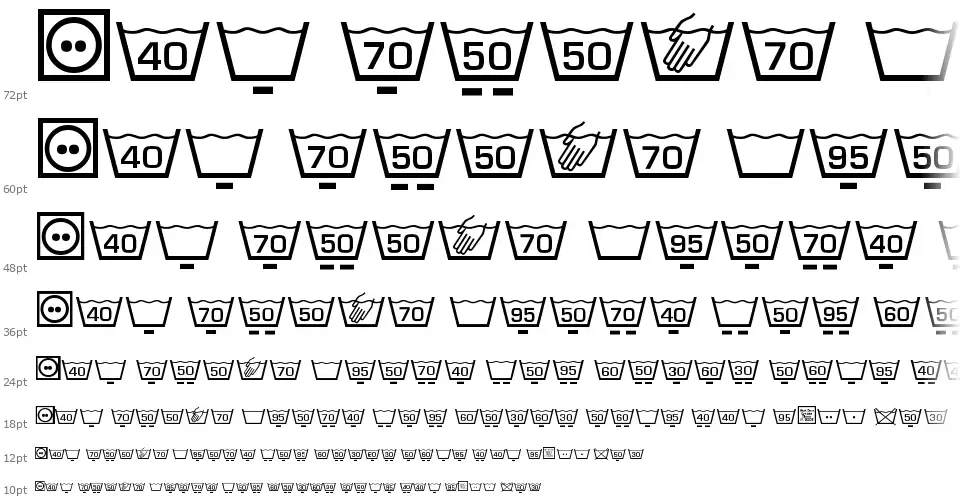 Wash Care Symbols Classic M54 font Waterfall