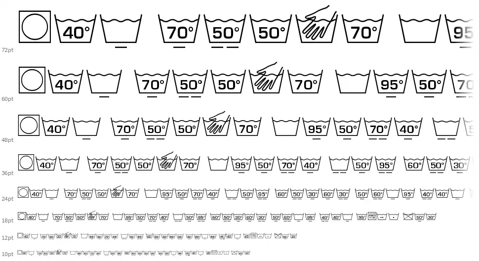 Wash Care Symbols M54 font Waterfall