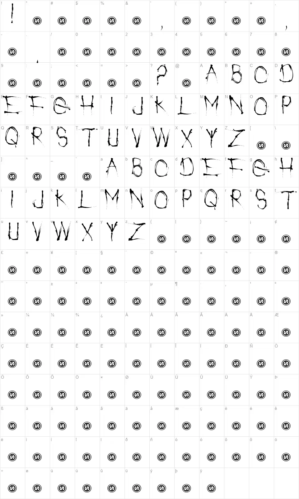 Watch People Diefont character map