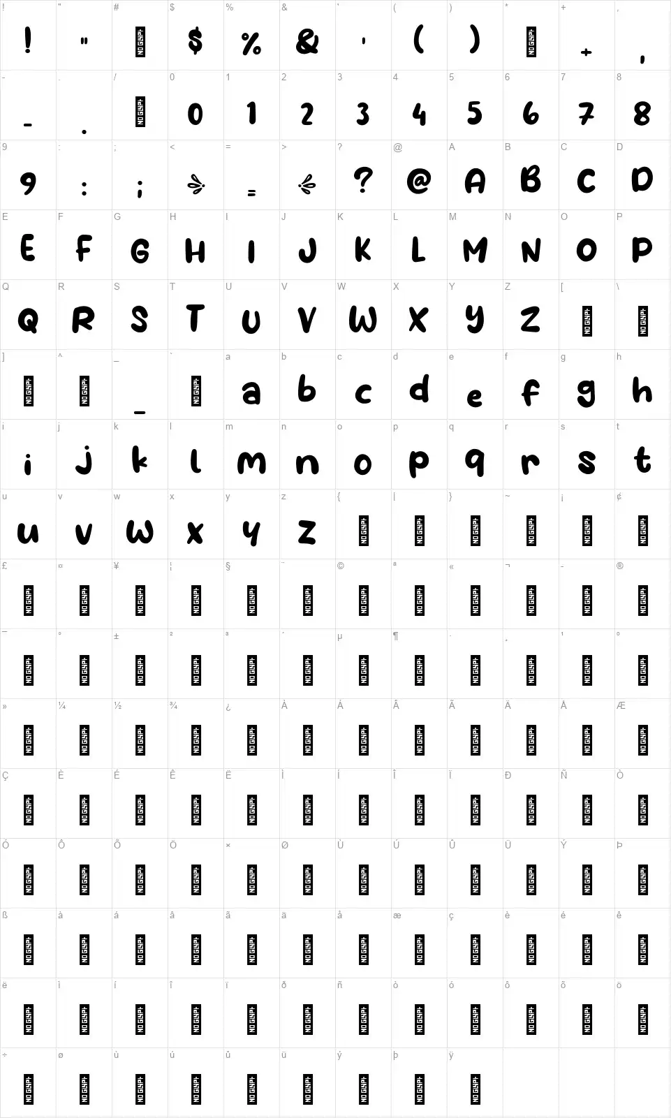 Water Galonfont character map