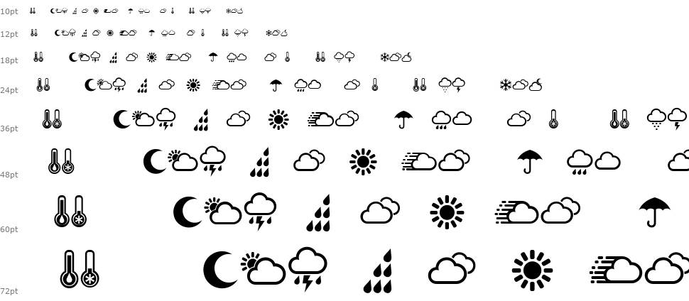 Weather Symbols font Waterfall