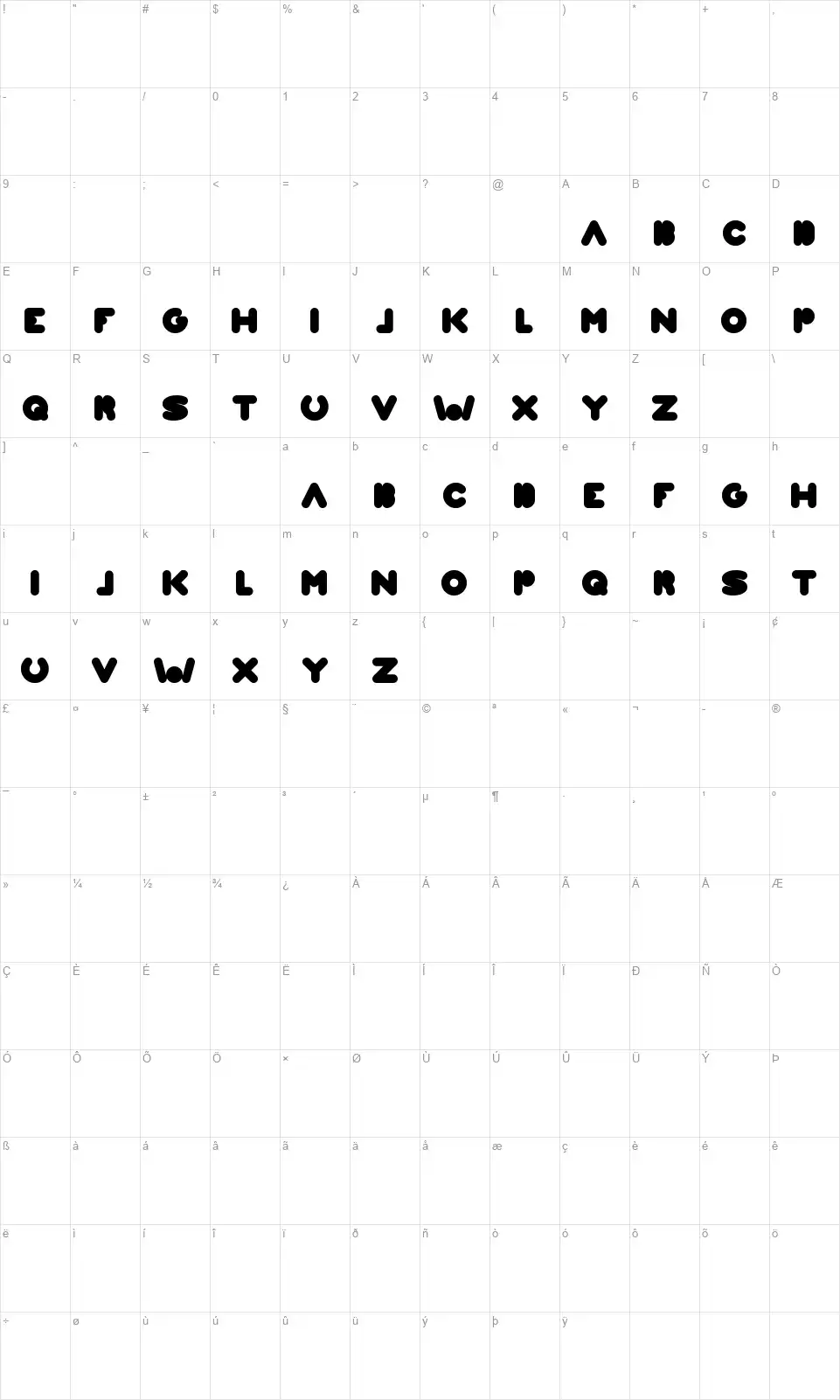Weknow Worldfont character map