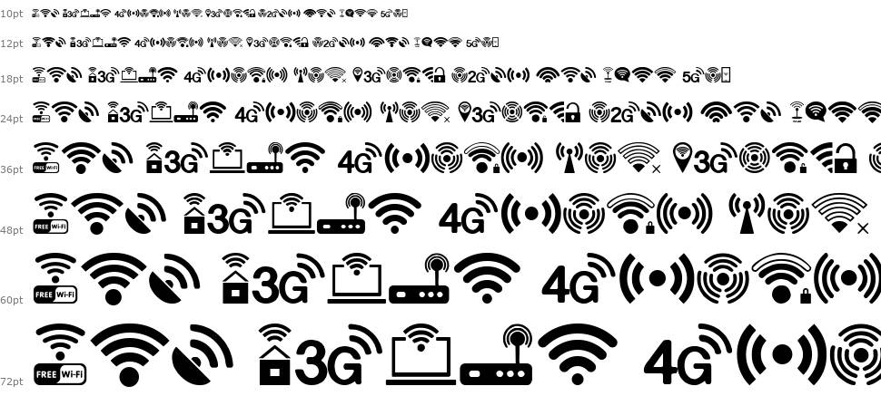 Wifi Icons czcionka Wodospad
