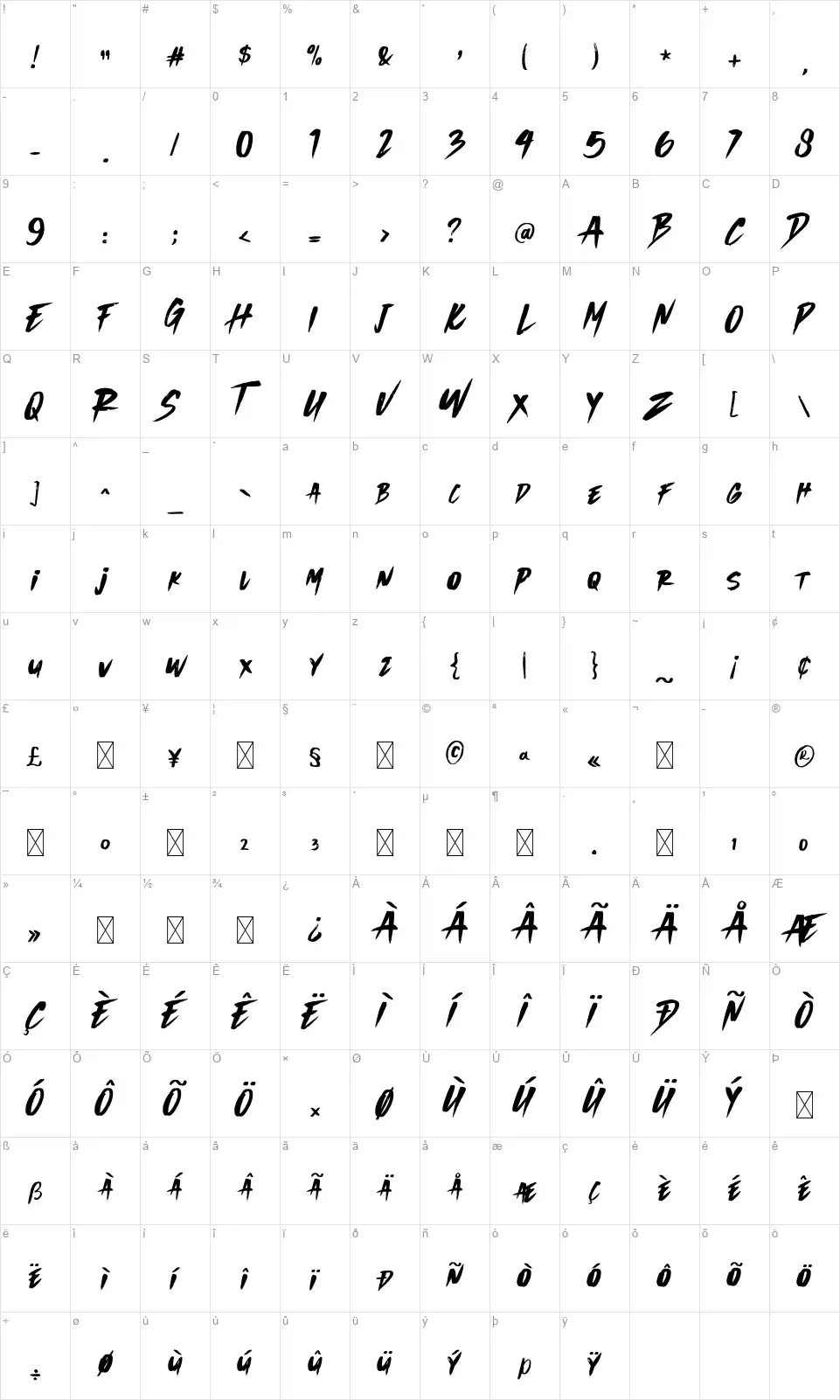 Wild Wolffont character map