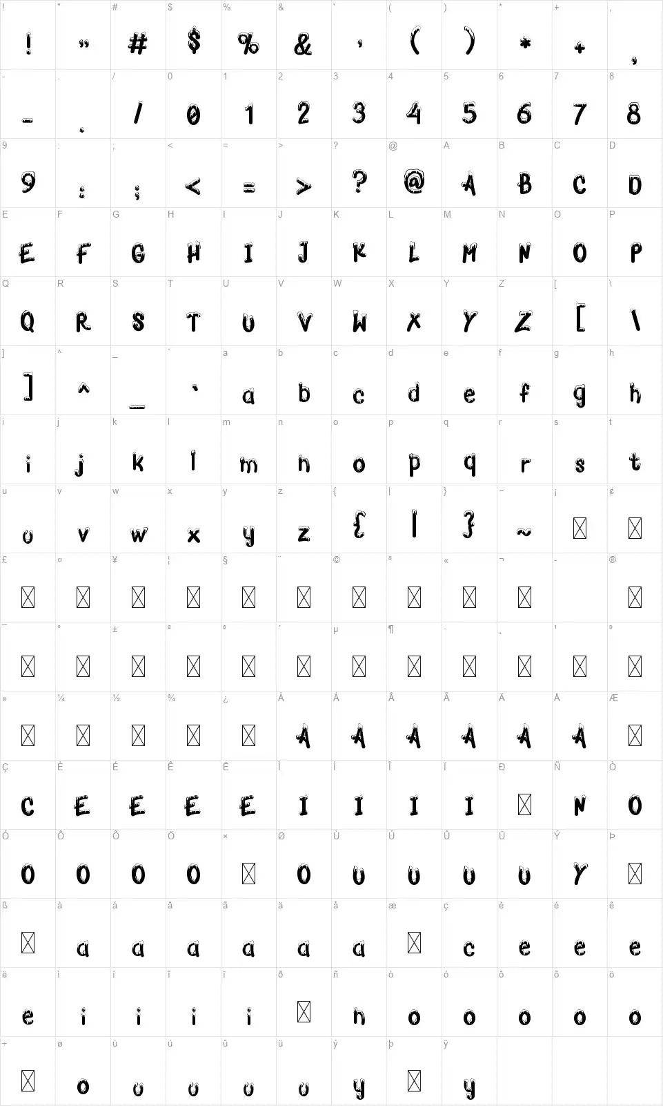 Winter Cityfont character map