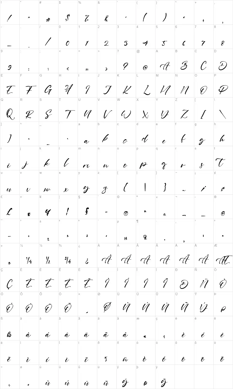 Winter Deerfont character map