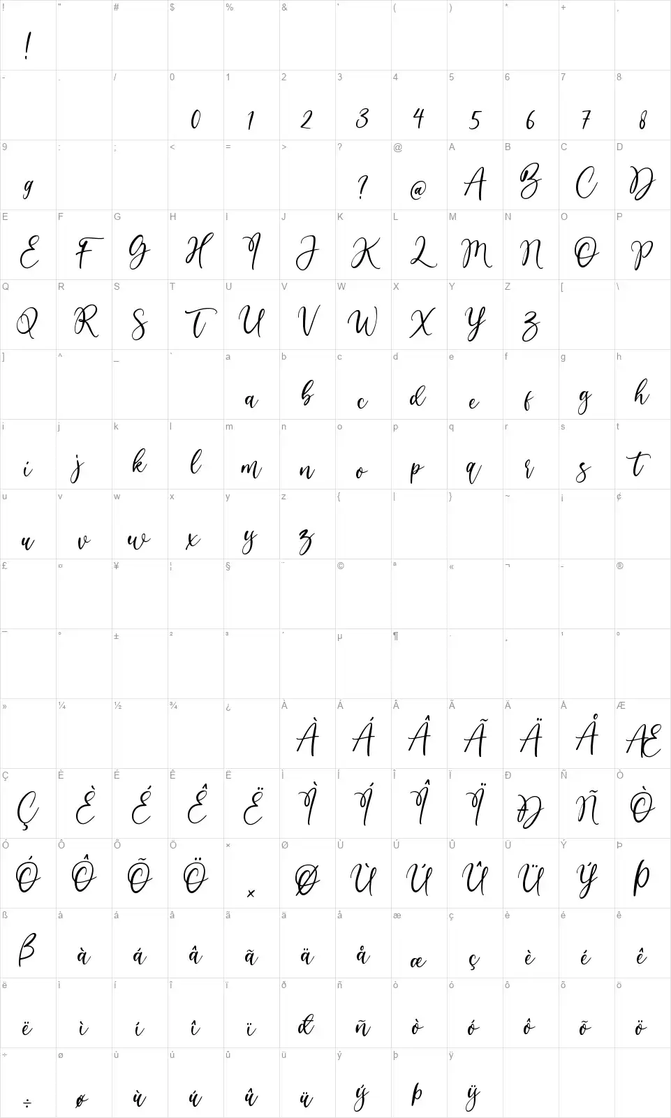 Winter Festivalfont character map