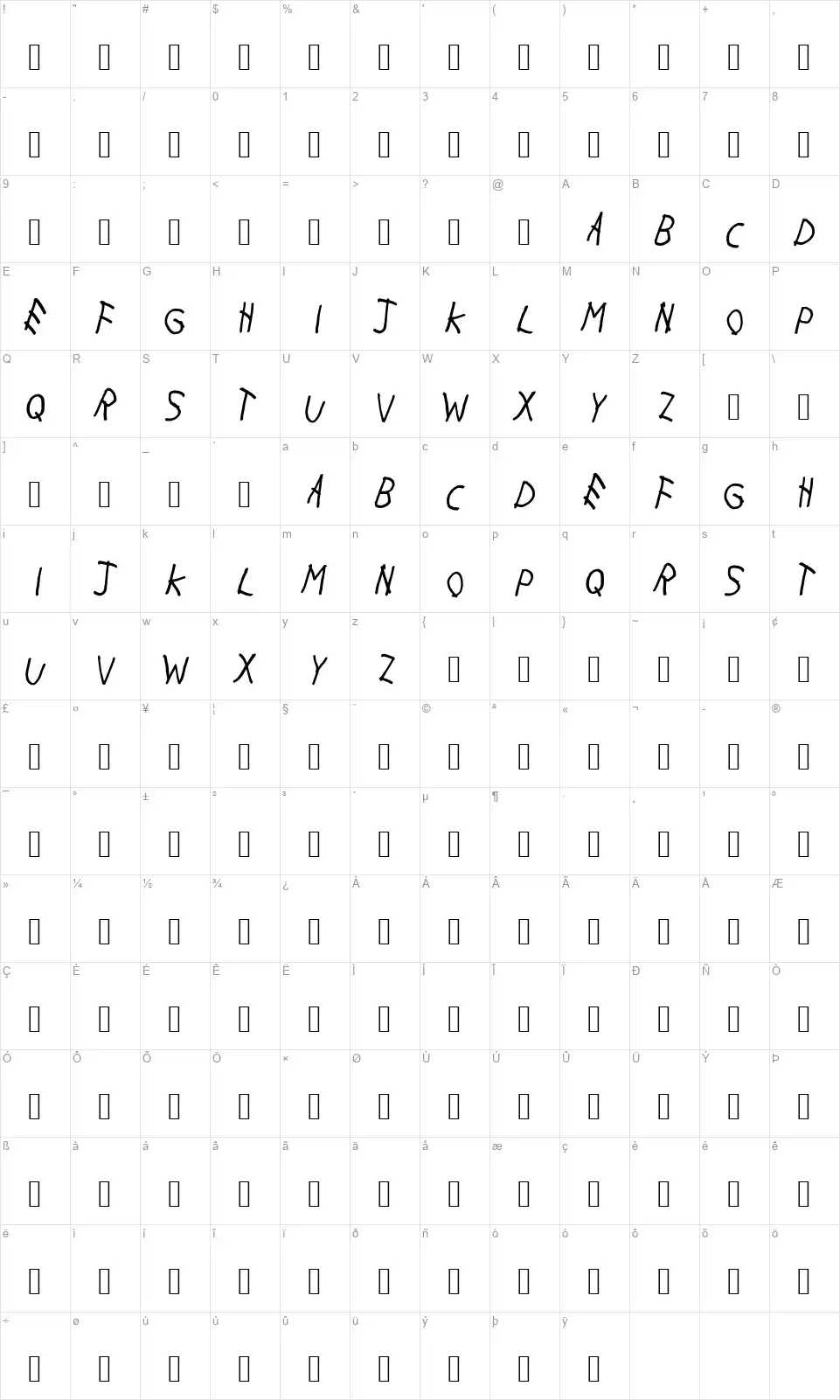 With My Woesfont character map
