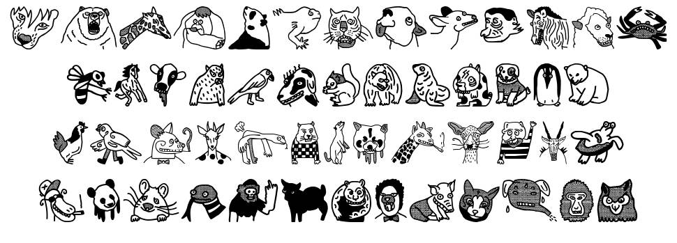 Woodcutter Animal Faces font specimens