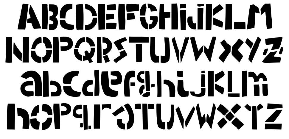 Woodcutter Army (stencil) font specimens