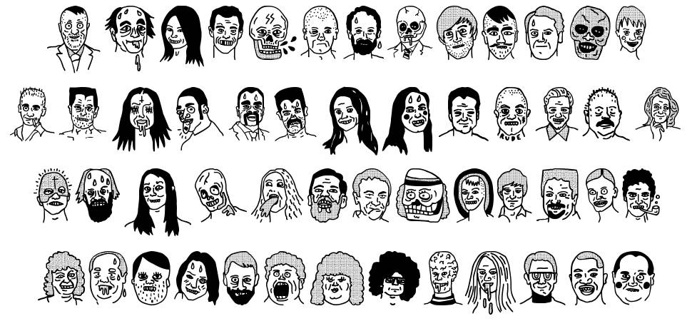 Woodcutter People Faces font specimens