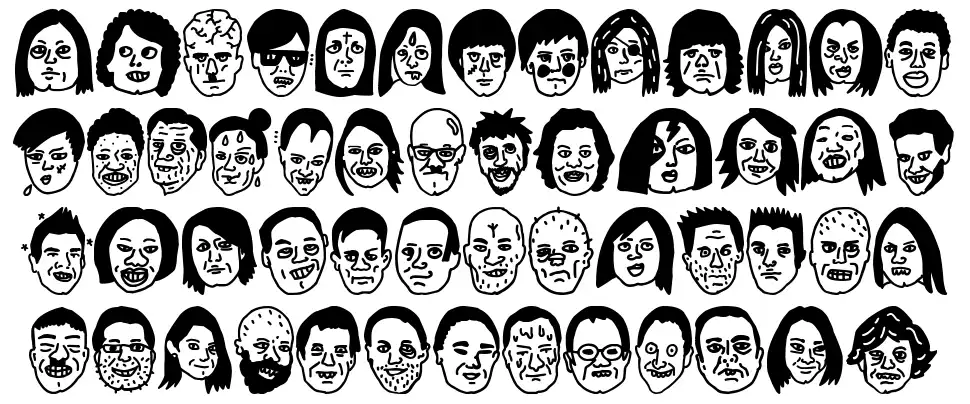 Woodcutter People Faces Vol3 font Örnekler