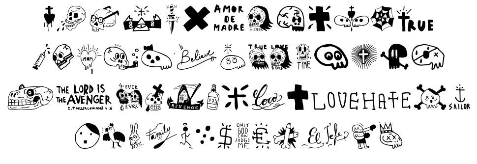 Woodcutter Prison Tattoo font Örnekler