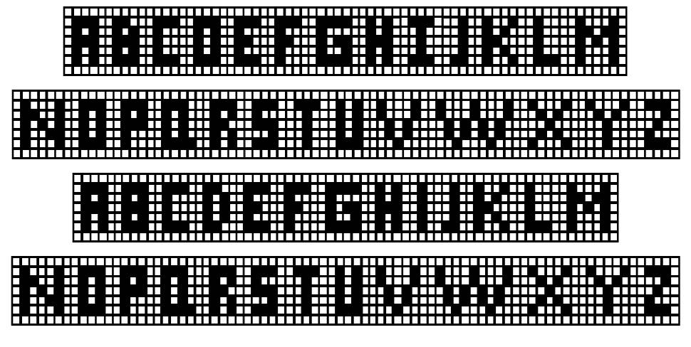 X-Grid písmo Exempláře