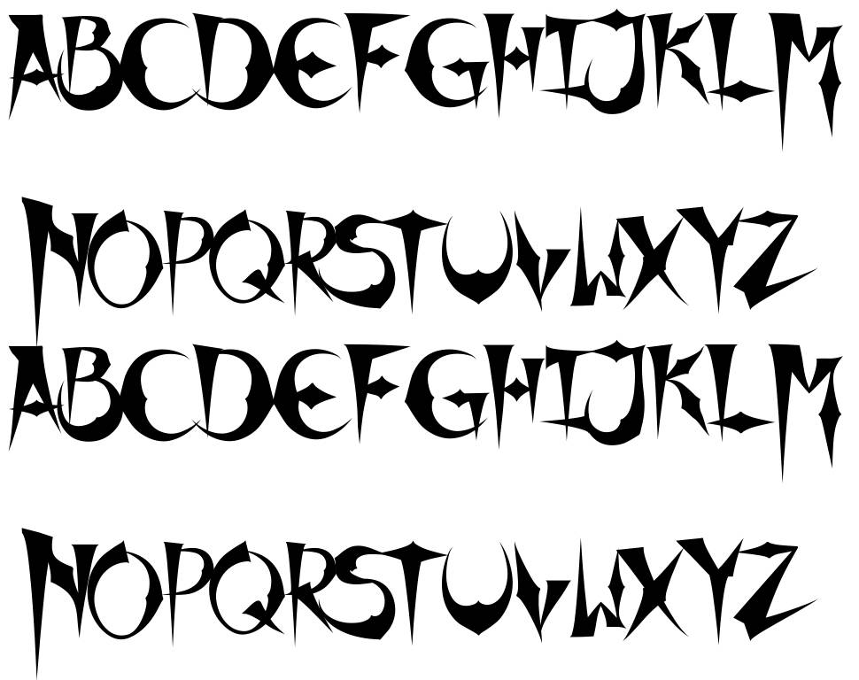 X Horror X font Örnekler