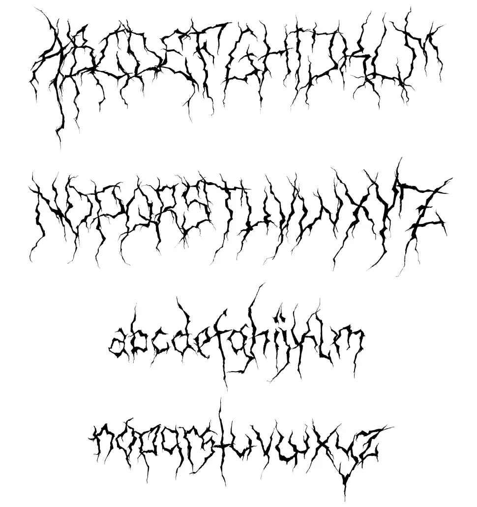 XXII Ultimate Black Metalfont specimens