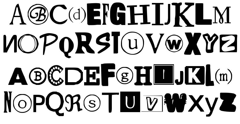 Yet Another Ransom Note font specimens