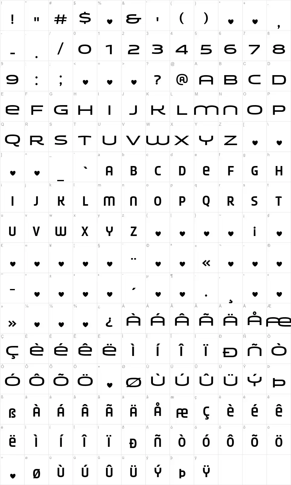 YounionOne FYfont character map