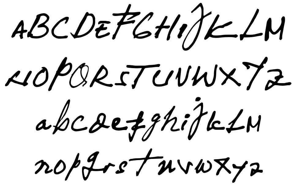 Yuqato Handwriting fonte Espécimes
