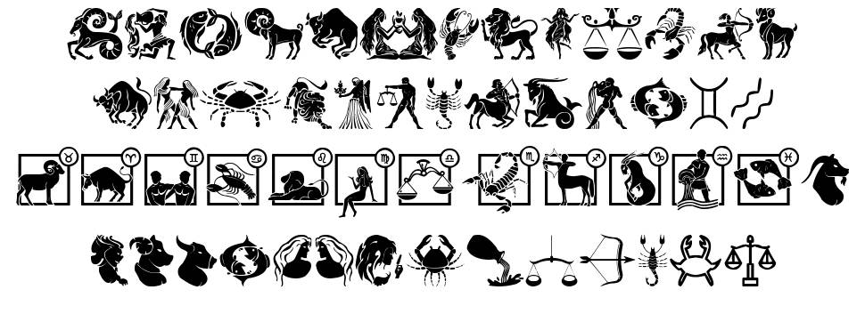 Zodiac Mix písmo Exempláře